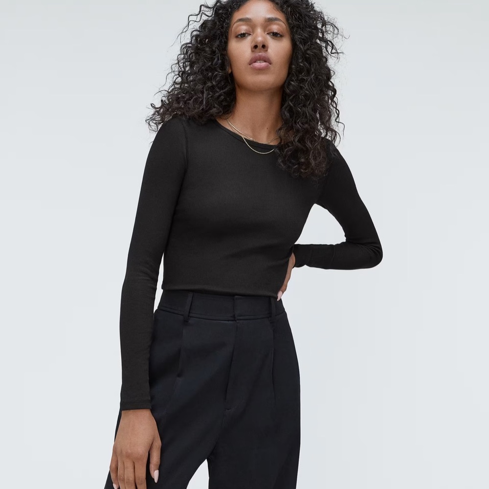 Everlane Supima Micro-Rib Long-Sleeve Crew